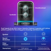 CMTECK επιτραπέζιο μικρόφωνο XM600, omnidirectional/καρδιοειδές, USB, RGB LED, μαύρο