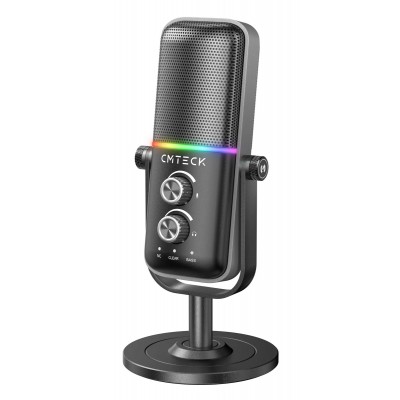 CMTECK επιτραπέζιο μικρόφωνο XM600, omnidirectional/καρδιοειδές, USB, RGB LED, μαύρο
