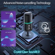 CMTECK επιτραπέζιο μικρόφωνο XM600, omnidirectional/καρδιοειδές, USB, RGB LED, μαύρο