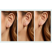 BAMOER σκουλαρίκια κρίκοι YIE262 με 3x σετ charm, κυβική ζιρκόνια, χαλκός, χρυσό