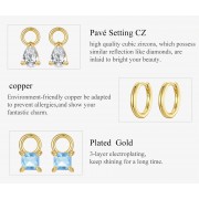 BAMOER σκουλαρίκια κρίκοι YIE262 με 3x σετ charm, κυβική ζιρκόνια, χαλκός, χρυσό