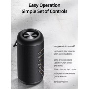 USAMS φορητό ηχείο YX008, 10W, Bluetooth/3.5mm, 1800mAh, IPX6, μαύρο