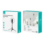 USAMS φωτιστικό δαχτυλίδι LED ZB323 με τρίποδο & βάση smartphone, μαύρο