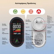 MOES Αυτόνομος Ανιχνευτής Μονοξειδίου & Φυσικού Αερίου Plug-In 4-σε-1 με Alarm