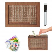 Kakeibo Box Γιαπωνέζικος Κουμπαράς Ξύλινος Ρετρό για Αποταμίευση 3000€ - Καφέ