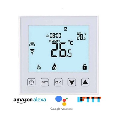 Hysen HY603 Ψηφιακός Θερμοστάτης Smart WIFI για Αέριο/Πετρέλαιο (Οθόνη Αφής/Φωνητικές Εντολές/Εφαρμογή) White