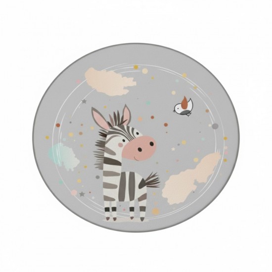 Giggles & Co. Στρογγυλό Παιδικό Χαλί Ζέβρα “Zebra Funk” – Μαλακό 3εκ. (Ø120 εκ.)