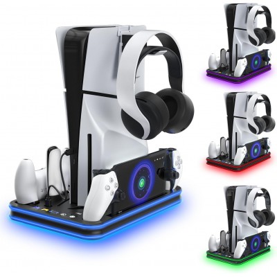 Βάση Φόρτισης PS5 / PS5 Slim & PS Portal με Ψύξη και RGB JYS-P5225 Μαύρη