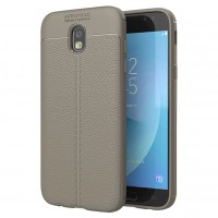 Litchi Pattern Flexible Cover TPU Θήκη για Samsung Galaxy J5 2017 J530 Γκρι