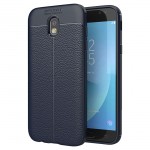 Hurtel Litchi Pattern Flexible Cover TPU Θήκη για Samsung Galaxy J7 2017 J730 Μπλε