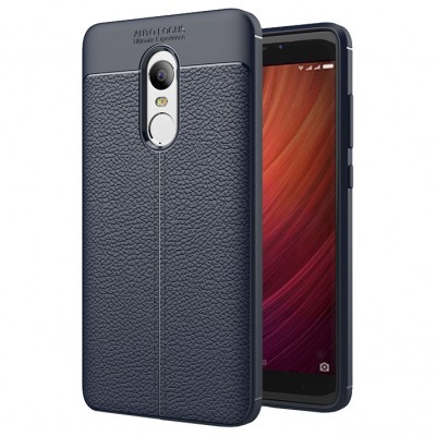 Litchi Pattern Flexible Cover TPU Θήκη για Xiaomi Redmi Note 4X / 4 (Snapdragon global version) Mπλέ