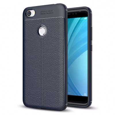 Litchi Pattern Flexible Cover TPU Θήκη για Xiaomi Redmi Note 5A Prime Μπλε