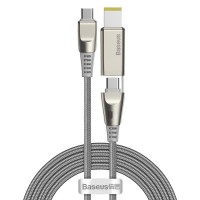 Baseus 2in1 USB - USB Typ C data charging cable / Lenovo (square plug) DC Adapter laptop plug 2 m 100 W 5 A gray (CA1T2-B0G)