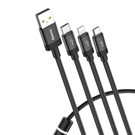 Baseus 3in1 USB - Lightning / USB Typ C / micro USB data charging cable 1,2 m 3,5 A 480 Mbps black (CAMLT-PY01)