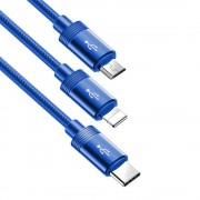 Baseus 3in1 USB - Lightning / USB Typ C / micro USB data charging cable 1,2 m 3,5 A 480 Mbps blue (CAMLT-PY03)