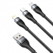 Baseus 3in1 USB cable - Lightning / USB Type C / micro USB (5 A charging / 480 Mbps data transfer) 1.2 m 40 W black-gray (CA1T3-G1)