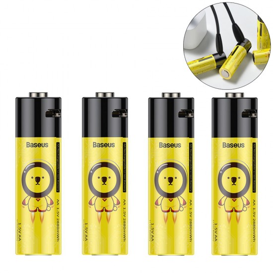 Baseus 4x 1920mAh batteries with built-in micro USB charging port black and yellow (PCWH000311)