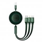 Baseus Bright Mirror 2 retractable cable 3in1 USB Type A - micro USB + Lightning + USB Type C 66W 1.1m green (CAMJ010106)