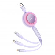 Baseus Bright Mirror 2 retractable cable 3in1 USB Type A - micro USB + Lightning + USB Type C 66W 1.1m purple (CAMJ010105)