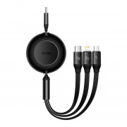 Baseus Bright Mirror 2 retractable cable 3in1 USB Type C - micro USB + Lightning + USB Type C 3.5A 1.1m black (CAMJ010201)