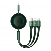 Baseus Bright Mirror 2 retractable cable 3in1 USB Type C - micro USB + Lightning + USB Type C 3.5A 1.1m green (CAMJ010206)