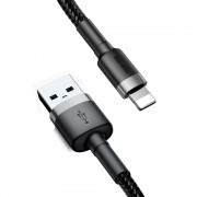 Baseus Cafule Cable Durable Nylon Braided Wire USB / Lightning QC3.0 2.4A 1M black-grey (CALKLF-BG1)