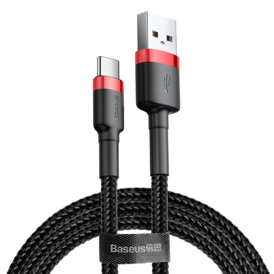 Baseus Cafule Cable Durable Nylon Braided Wire USB / USB-C QC3.0 2A 2M black-red (CATKLF-C91)