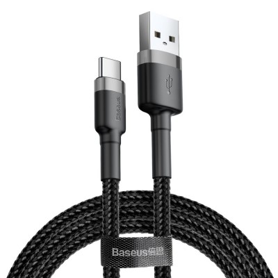 Baseus Cafule Cable Durable Nylon Braided Wire USB / USB-C QC3.0 2A 0.5M black-gray (CATKLF-ΑG1)