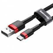 Baseus Cafule Cable Durable Nylon Braided Wire USB / USB-C QC3.0 3A 1M black-red (CATKLF-B91)