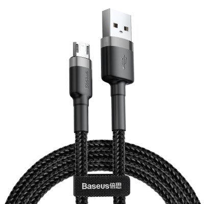Baseus Cafule Cable Durable Nylon Braided Wire USB / micro USB QC3.0 1.5A 2M black-grey (CAMKLF-CG1)