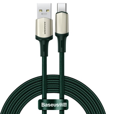 Baseus Cafule Cable Nylon Braided USB - USB Type C cable VOOC Quick Charge 3.0 5 A 2 m green (CATKLF-VB06)