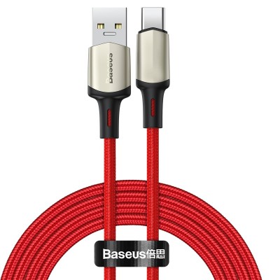 Baseus Cafule Cable Nylon Braided USB - USB Type C cable VOOC Quick Charge 3.0 5 A 2 m red (CATKLF-VB09)