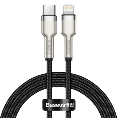 Baseus Cafule Series Metal Data USB Type C - Lightning Cable Power Delivery 20 W 1 m black (CATLJK-A01)