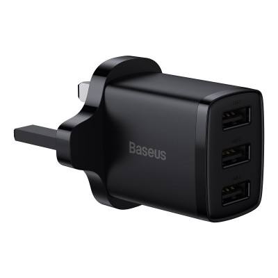 Baseus Compact charger 3x USB 17W UK plug black (CCXJ020301)