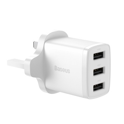 Baseus Compact charger 3x USB 17W UK plug white (CCXJ020302)