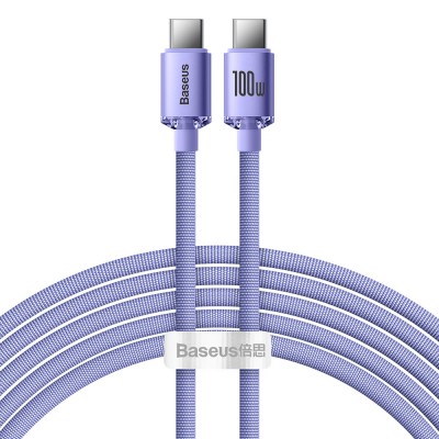 Baseus Crystal Shine Series cable USB cable for fast charging and data transfer USB Type C - USB Type C 100W 2m purple (CAJY000705)