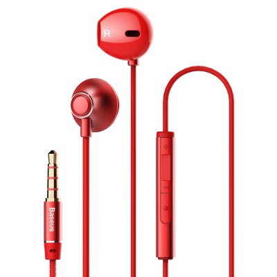 Baseus Encok H06 Lateral Earphones Earbuds Headphones with Remote Control red (NGH06-09)