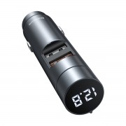 Baseus Energy Column FM Transmiter Bluetooth 5.0 car charger 2x USB 3.1A QC3.0 gray (CDNL000014)