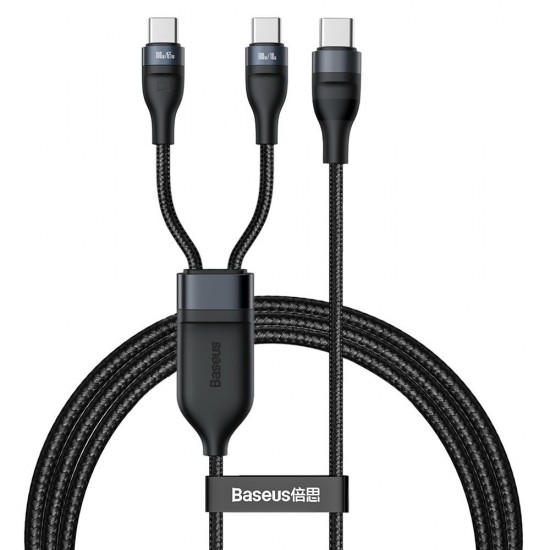 Baseus Flash Series 2in1 Fast Charging Cable Type-C to C+C 100 W 1,5 m black (CA1T2-C01)
