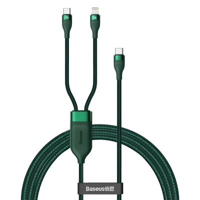 Baseus Flash Series 2in1 USB Typ C - USB Typ C / Lightning fast charging cable Power Delivery Quick Charge 100 W 1,2 m green (CA1T2-F06)