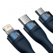 Baseus Flash Series Ⅱ One-for-three Fast Charging Data Cable USB to M+L+C 100W 1.2m Blue