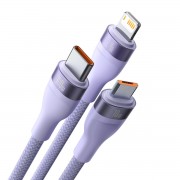 Baseus Flash Series Ⅱ One-for-three Fast Charging Data Cable USB to M+L+C 100W 1.2m Purple