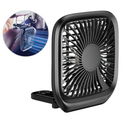 Baseus Foldable Vehicle-mounted Backseat Fan car headrest micro USB windmill Black (CXZD-01)