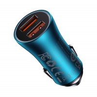 Baseus Golden Contactor Max Fast Car Charger 2x USB 60 W Quick Charge Blue (CGJM000003)