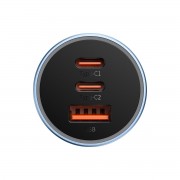 Baseus Golden Contactor Pro USB-A car charger + 2x USB-C 65W blue (CGJP010003)