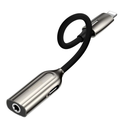 Baseus L56 Adapter from Lightning to Lightning + 3,5 mm mini jack (headphones and charging) gray (CALL56-0A)