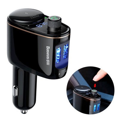 Baseus Locomotive Bluetooth FM Transmitter MP3 Car Charger 2x USB 3.4A black (CCALL-RH01)