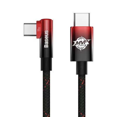 Baseus MVP Elbow angled cable Power Delivery cable with side connector USB Type C / USB Type C 2m 100W 5A red (CAVP000720