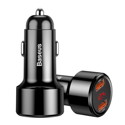 Baseus Magic Series Dual QC Car Charger with digital display 2x USB QC3.0 45W 6A Black (CCMLC20A-01)