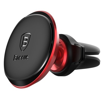 Baseus Magnetic Air Vent Magnetic Car Mount for Ventilation Grille with Holder for 2 Cables Red (SUGX-A09)
